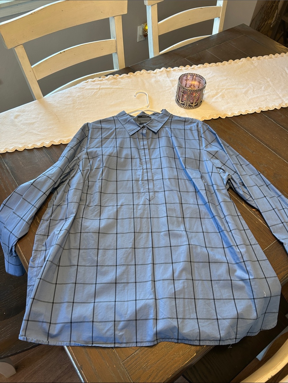Lands' End Blue Plaid Button-Down Shirt
